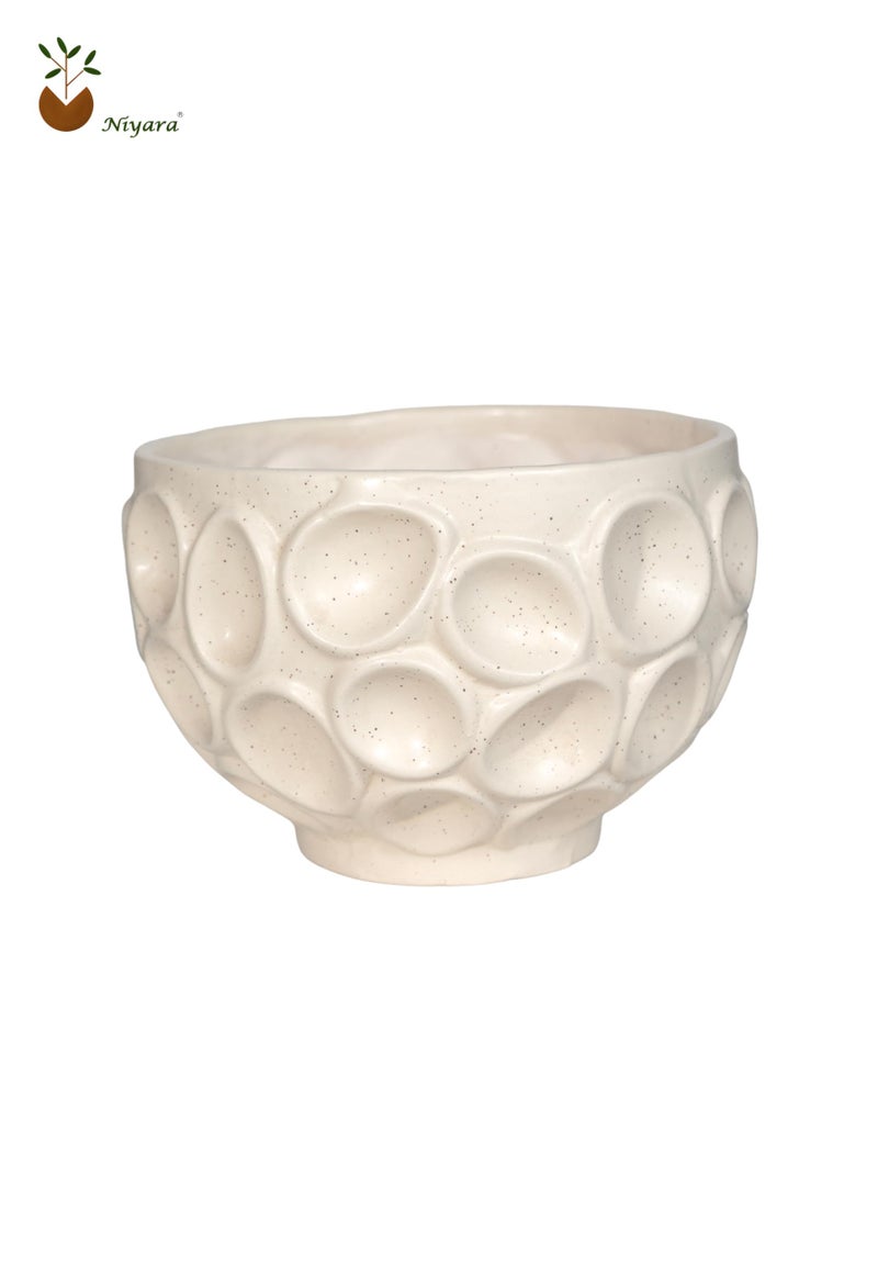 Niyara Flower Style Designer Print Ceramic planters pots for Indoor Outdoor Home, Garden Office Decor Balcony Planters Gamla Flower Size- Large (White) - Image 4