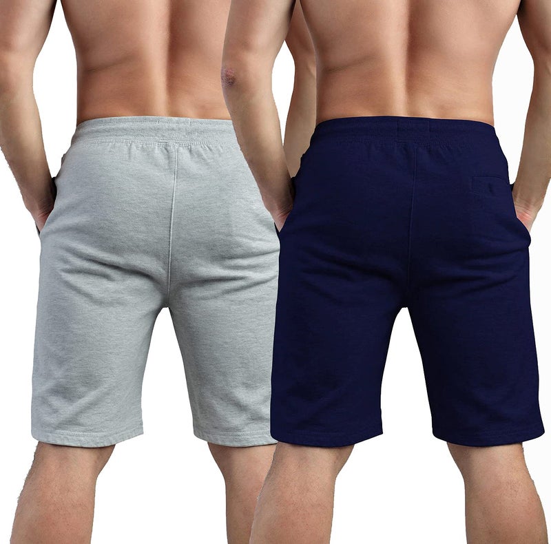 hotfits stylish men Grey & Blue cotton shorts-Pack of 2-XXL - Image 3
