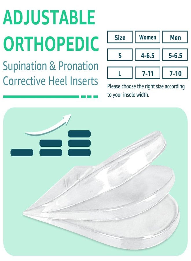 Skyfoot 3 Layers Adjustable Heel Wedge Inserts for Supination & Pronation Correction, Adhesive Medial & Lateral Heel Insoles for Bow Legs, Knee Pain, Foot Alignment (L: W 7-11, M 7-10, Crystal) - Image 2