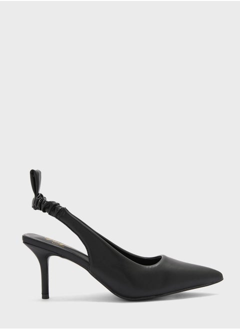 Ruched Slingback Pointed Pump