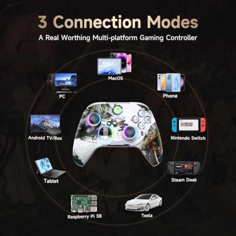 EasySMX X15 PC Controller - Enhanced Wireless Bluetooth Controller with Hall Joysticks/Hall Triggers/RGB Lighting - No Stick Drift, No Dead Zone - Work for Windows PC, Android, Steam and Switch - Image 2