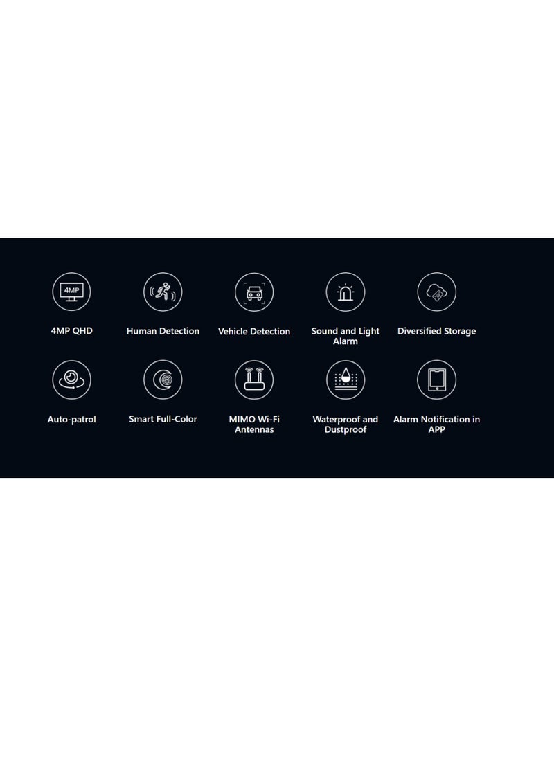تيندا - كاميرا مراقبة خارجية TENDA CH7 بدقة 4 ميجابكسل بزاوية 360 درجة مع رؤية ليلية ملونة 30 مترًا، وكاميرا PTZ CCTV WiFi مع صوت ثنائي الاتجاه، وكشف الإنسان بالذكاء الاصطناعي والتنبيه، والتحكم في التطبيق، ومقاومة للطقس IP66، وتعمل مع أليكسا - Image 1
