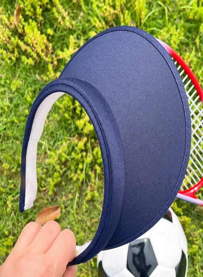 كيجيا عبوة من قطعتين من قبعات واقية من الشمس للنساء والرجال، مزودة بمشبك تثبيت وحافة عريضة، مناسبة للرياضات الخارجية والجولف والشاطئ والسفر والتنس (أبيض + كحلي) - Image 3