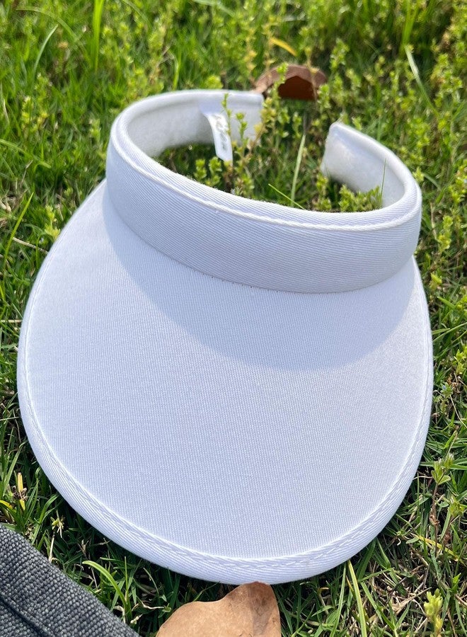 كيجيا عبوة من قطعتين من قبعات واقية من الشمس للنساء والرجال، مزودة بمشبك تثبيت وحافة عريضة، مناسبة للرياضات الخارجية والجولف والشاطئ والسفر والتنس (أبيض + كحلي) - Image 2