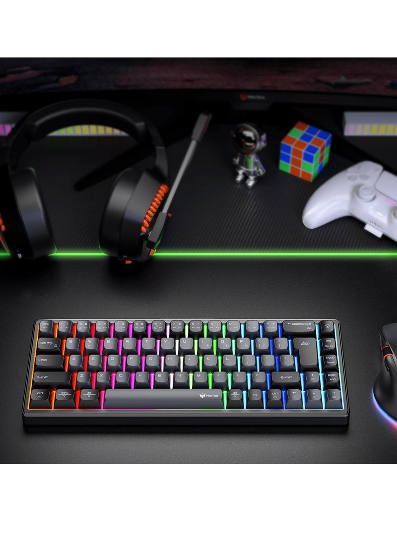 Meetion كيبورد ميتيون ميكانيكي لاسلكي RGB ثلاثي الوضع 65% MK12 تصميم 65% كامل مفاتيح قابل للتبديل (أسود) - Image 3