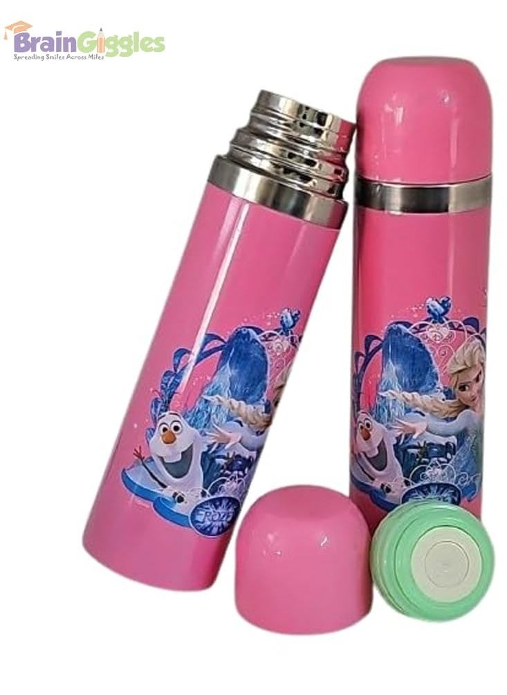 BrainGiggles BrainGiggles Stainless Steel Kids Water Bottle - 500ML, Leakproof, BPA Free Flask for Baby - Water Bottle for Kids and Toddlers, Kids Water Bottle for School - Frozen  - Image 3