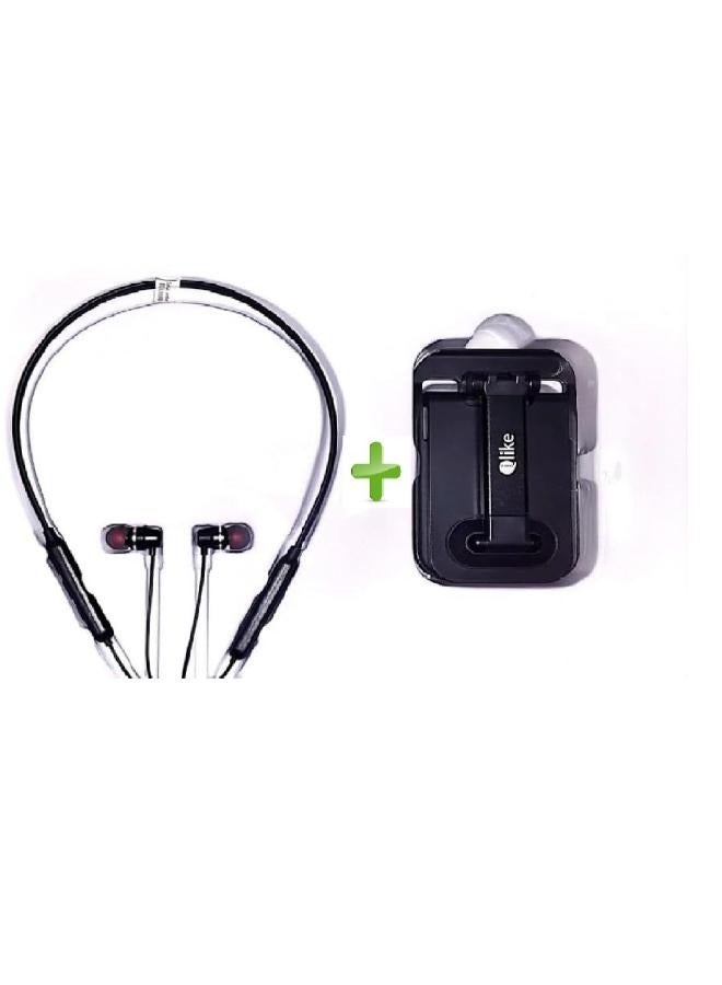 آي لايك Ilike Bluetooth Wireless Neckband Headphone + Mobile Holder