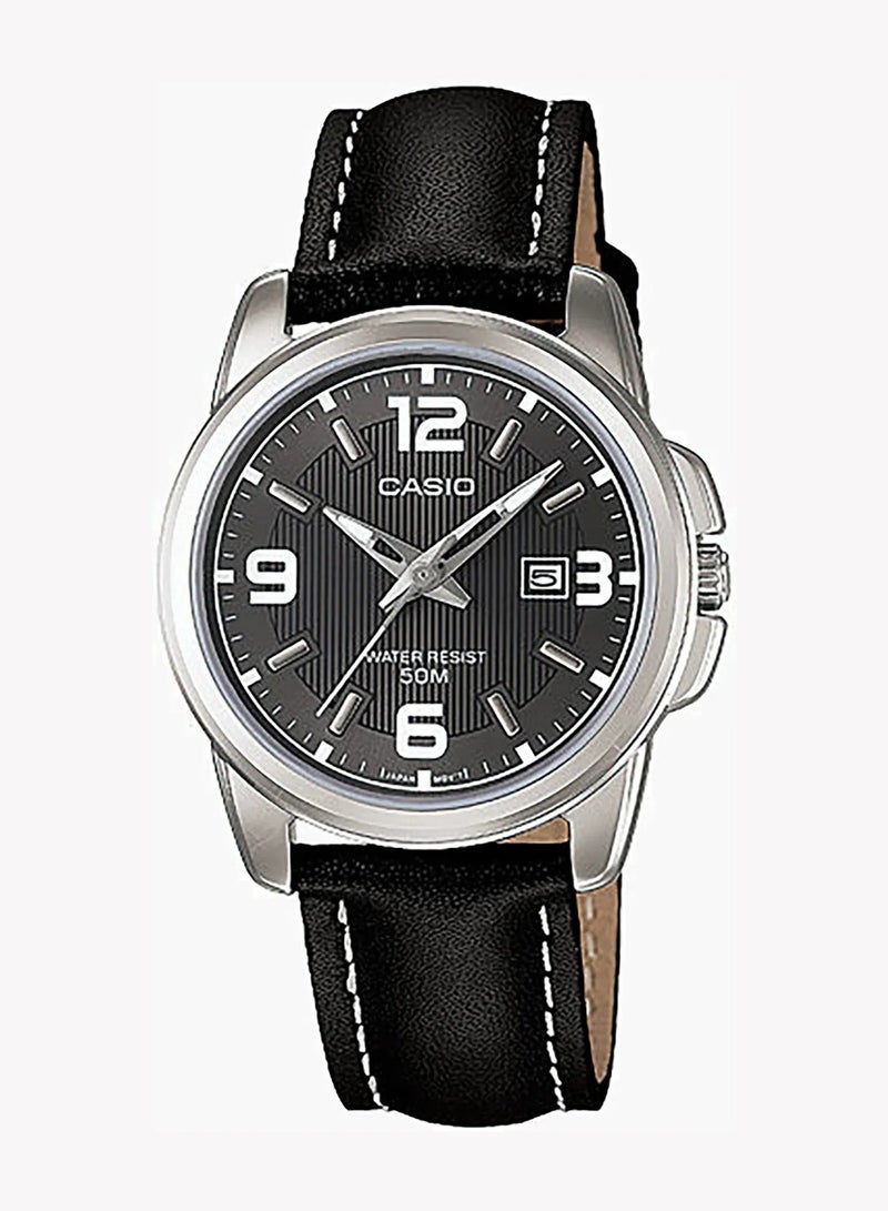 كاسيو Analog Women’s Watch LTP-1314L-8AVDF, 36.5 mm Black Dial, Ion-Plated Stainless Steel Case & Black Genuine Leather Band, 50m WR - Image 1