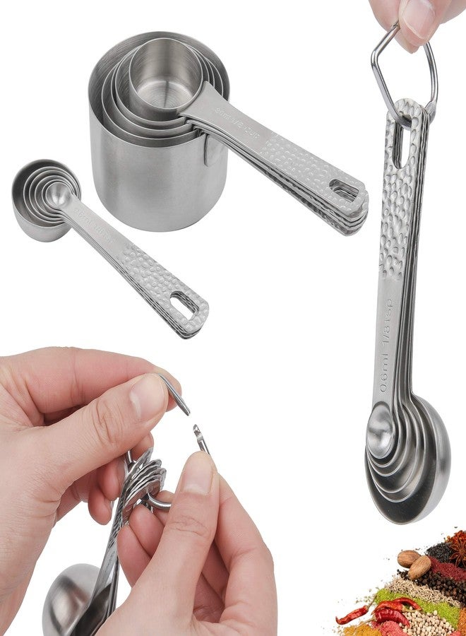 Smithcraft طقم أكواب وملاعق قياس من سميثكرافت، 14 قطعة، مصنوع من الفولاذ المقاوم للصدأ 18/8، مناسب للخبز والمطبخ، يتضمن 5 أكواب قياس و6 ملاعق وميزان قياس وأدوات قياس مكافئة للمواد الجافة والسائلة، بوحدات القياس المترية والأمريكية. - Image 5