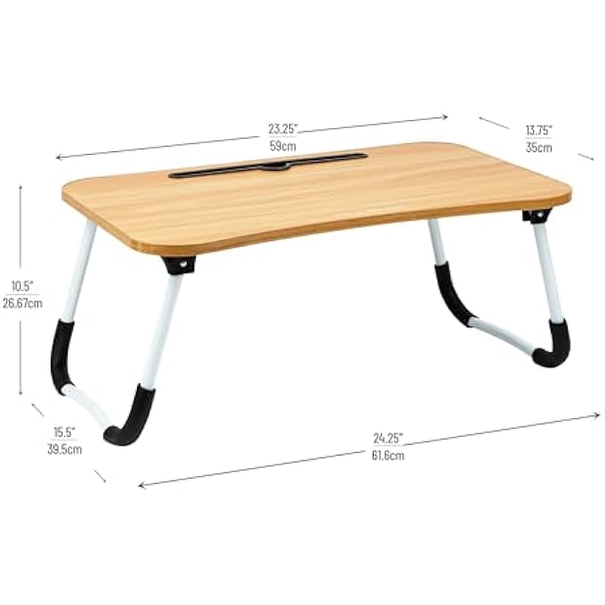 rayihni LAP DESK/LAPTOP STAND, BED TRAY, FOLDING LEGS, COUCH TABLE, PORTABLE, DORM, MDF/METAL, 23.5" L X 13.75" W X 10.5" H, BEIGE - Image 3
