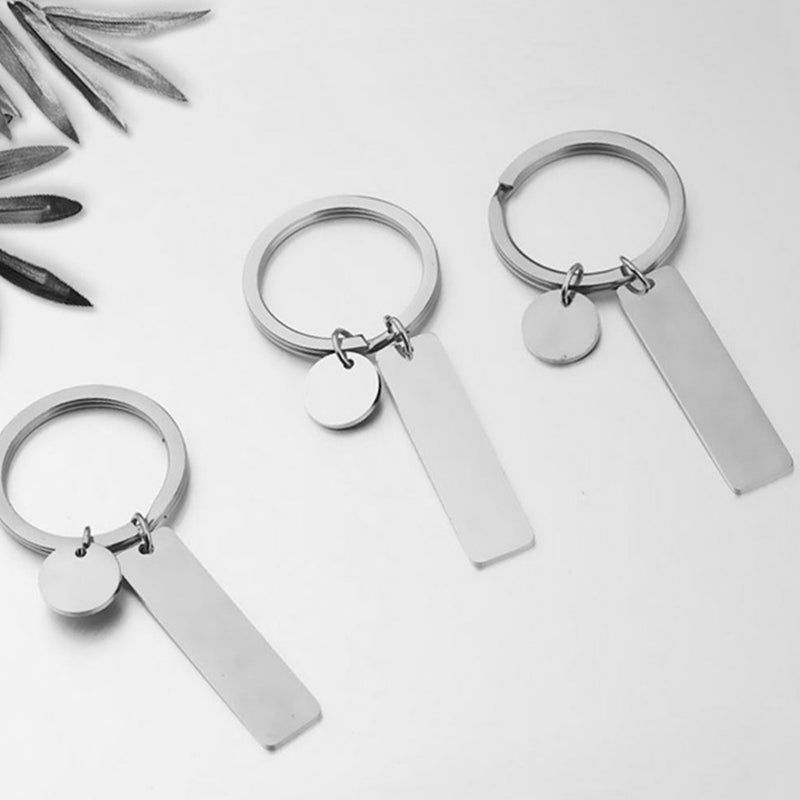 5Pcs DIY Lettering Keychains Stainless Steel Blank Keychain Engraved Blank Key Chain - Image 3