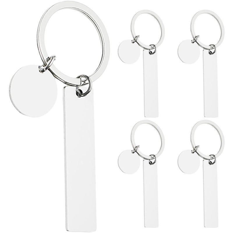 5Pcs DIY Lettering Keychains Stainless Steel Blank Keychain Engraved Blank Key Chain - Image 1