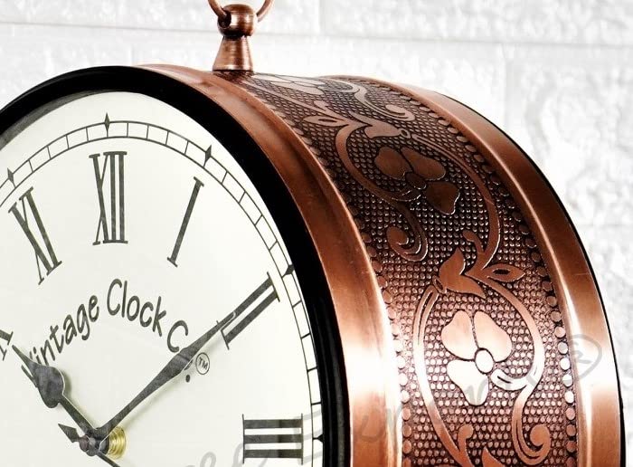 Vintage Clock Handcrafted Double Side Analog Wall Clock 1 Year Warranty / 65470-12-RR, Iron, 30x30 cm, Two Side Roman Number, black - Image 3