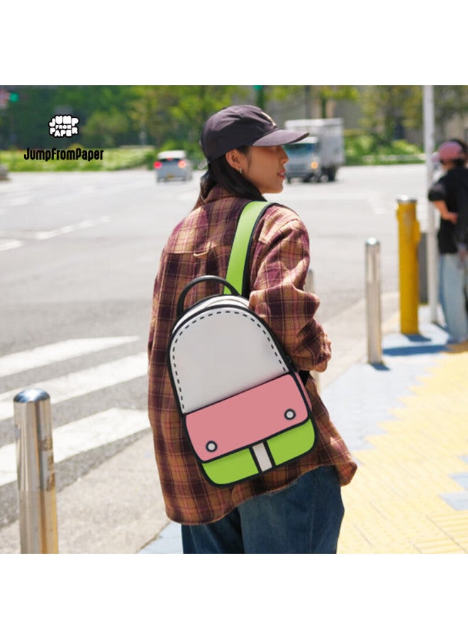 Jumpfrompaper [new Year Gift] Medium-sized 3d Adventure Backpack Comic Book Bag Student Backpack Birthday Gift, Matcha Pink