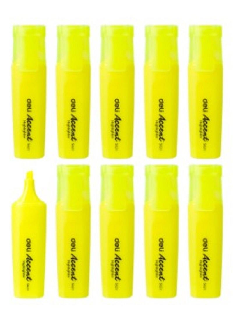 Deli Chisel Tip Highlighter 1-5mm Pack of 10 Pieces - Image 1