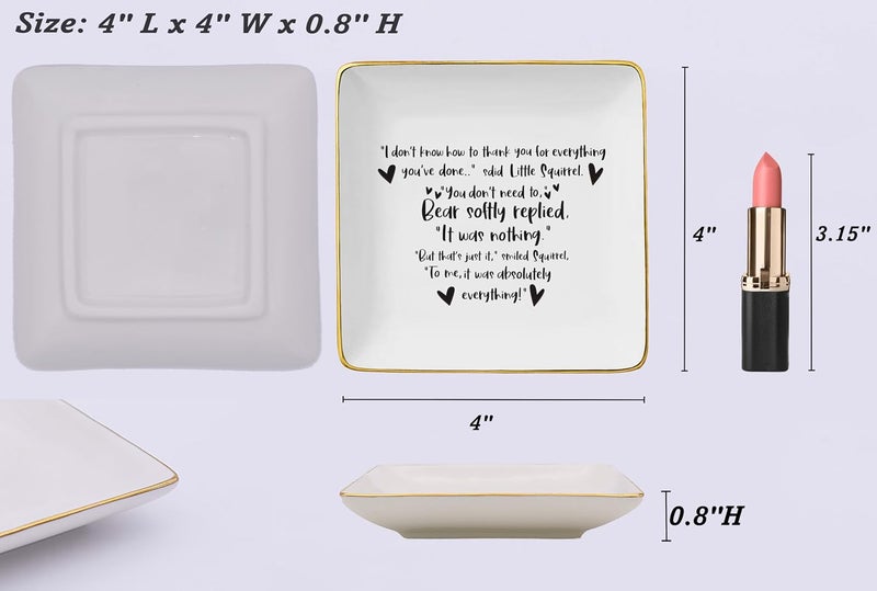 NZY Friendship Gift for Best Friends,Bestie,Bff,Friendship Help Each Other and Thank You Keepsake-Little Squirrel Bear Saying-I Don't Know How to Thank You-Ceramic Jewelry Tray Trinket Holder Ring Dish - Image 5