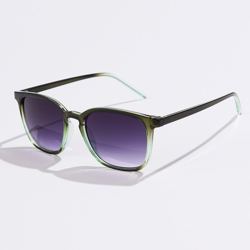 Generic Retro Square Sunglasses Unisex S21207 C09 gradient green/double gray 