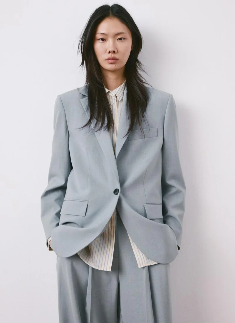مانجو Straight suit jacket with lapel pockets