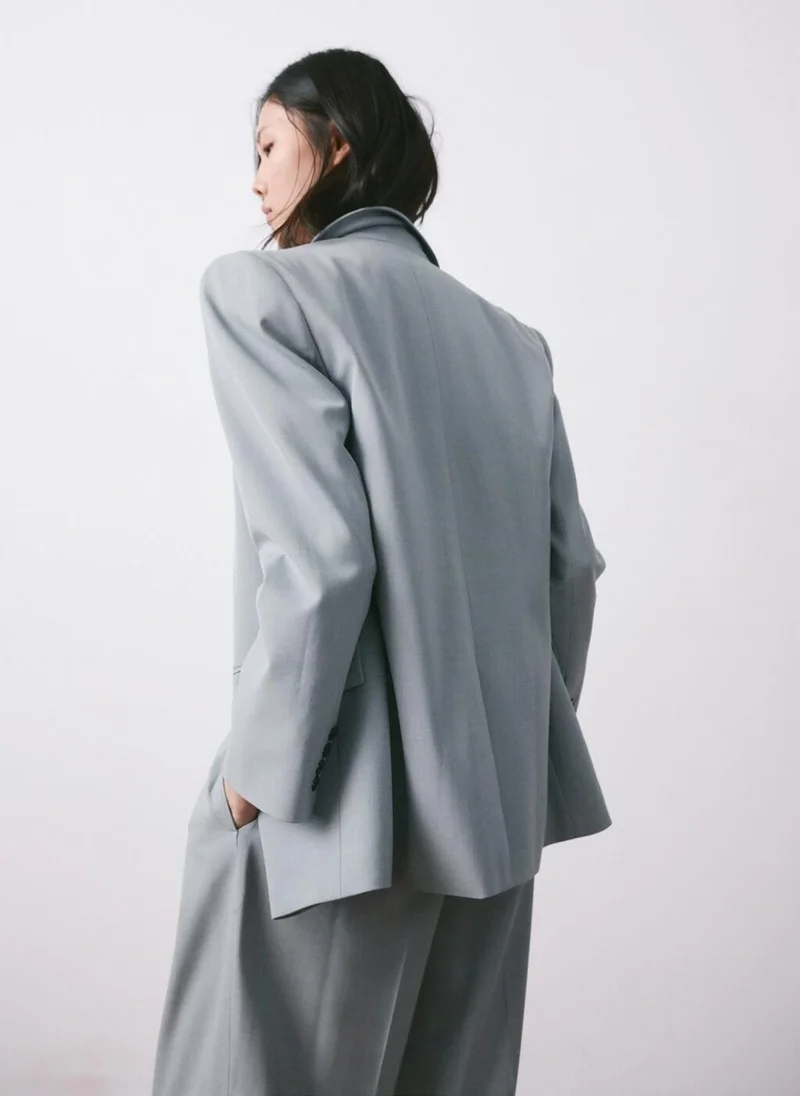مانجو Straight suit jacket with lapel pockets