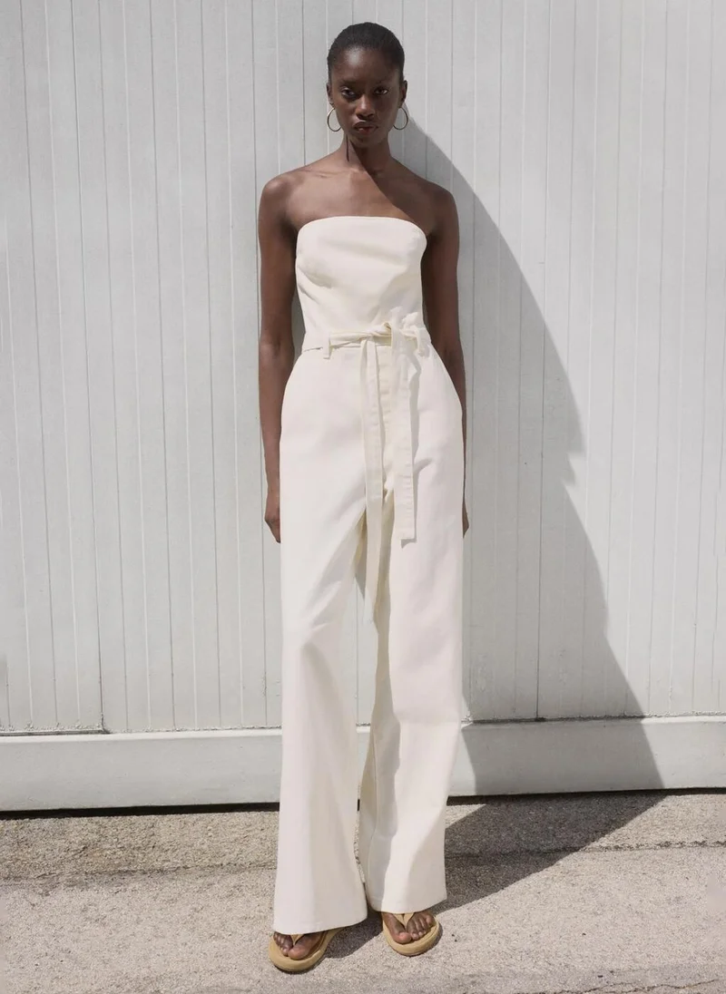 MANGO Casual Denim Belt Jumpsuit