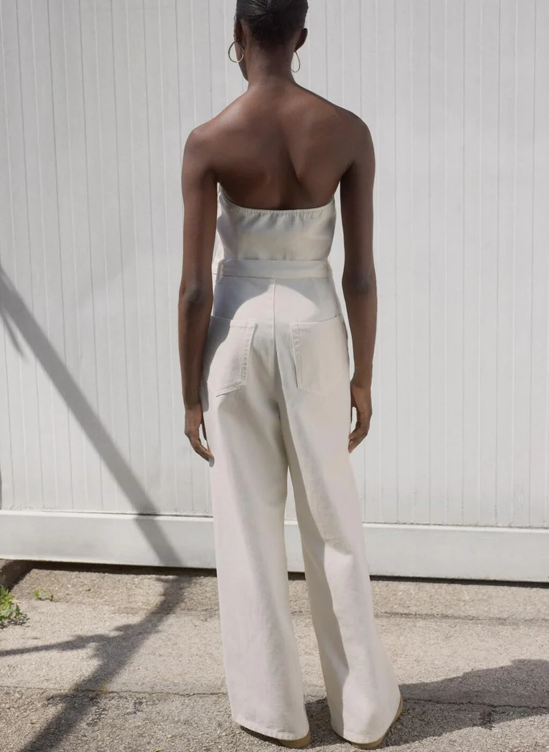 MANGO Casual Denim Belt Jumpsuit