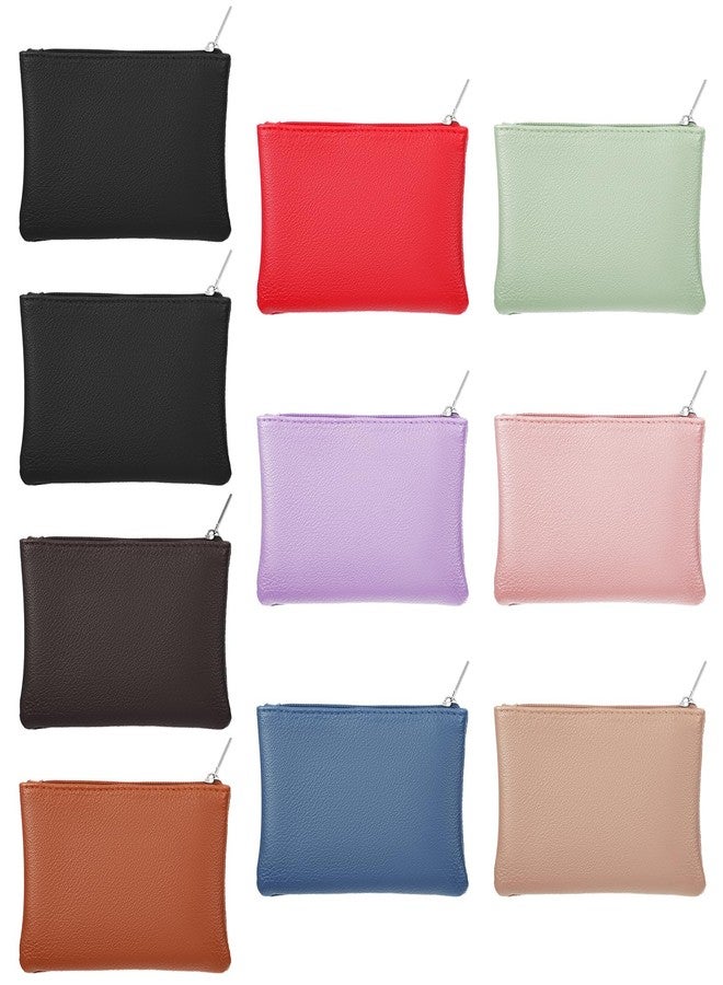 Dimeho 10 Pcs Coin Purse Portable PU Leather Coin Purse Pouch Mini Card Holder Wallet with Zipper Small Change Bag for Women Men Credit Card Folded Bills ID Key Headset Lipstick - Image 1