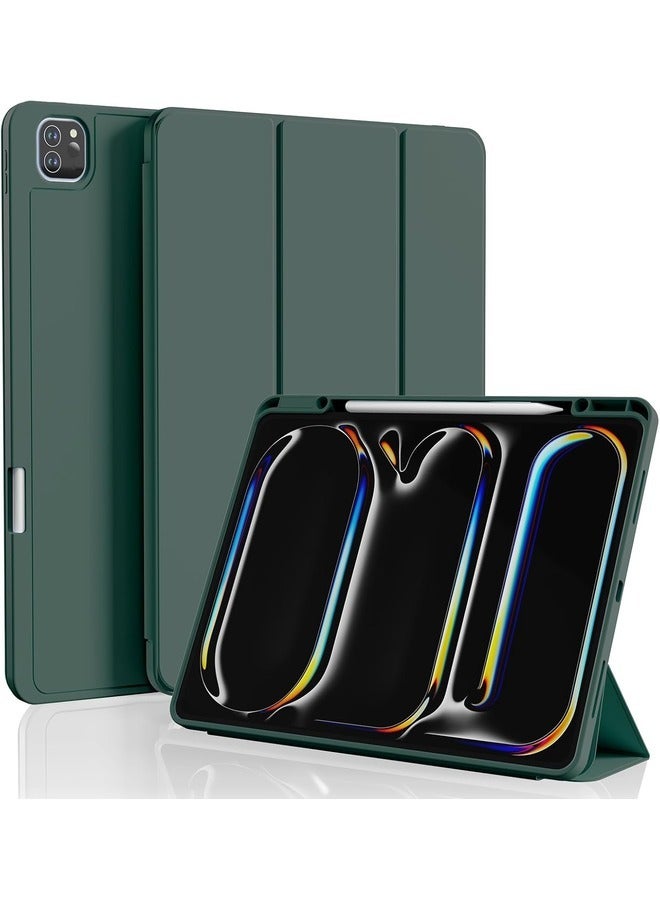 إلترازون Green Tri-Fold PU Leather Case for iPad Pro 11-inch (M4) 2024 – Smart Tablet Cover with Multi-Angle Stand - Image 1
