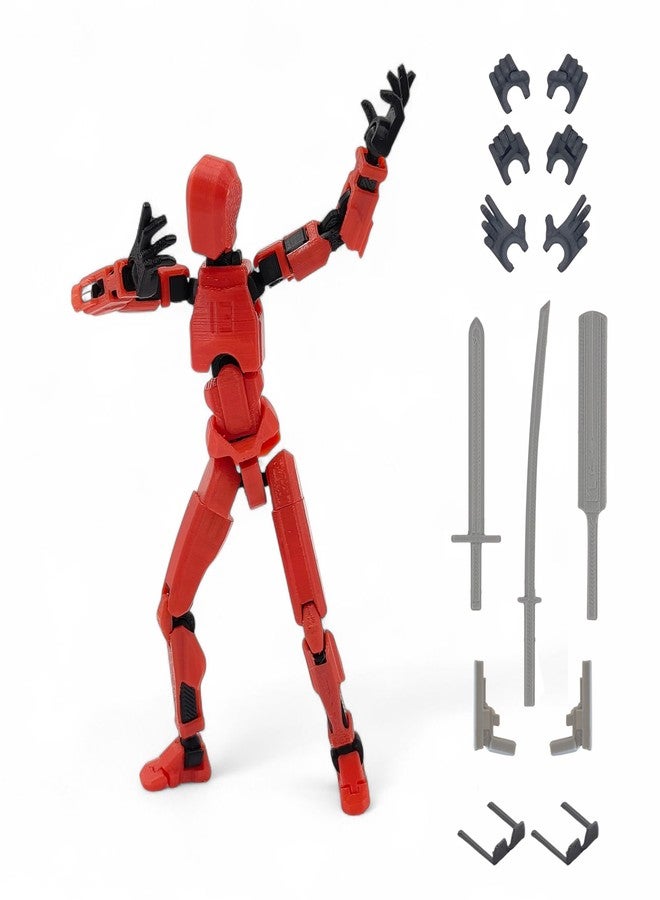 HEYNZ Fully Articulated Action Figure, 3D Printed Robot Assembly Kit, 5.4 Inch Poseable Toy, Red Armour, DIY Collectible Model - Image 1