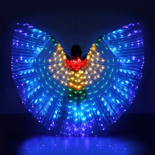 iMucci LED Wings Halloween Costume for Women Angel Wings Light up Fairy Wings with Telescopic Sticks for Adults - Image 1