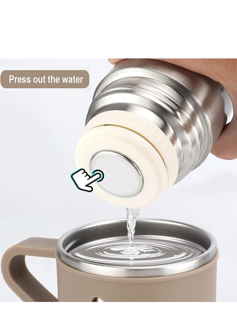JAJEEK NEW Vacuum Insulated Flask 500ml/17.6oz Stainless Steel Thermo-Bottle with Cup for Coffee, Water, Hot & Cold Drinks – Silver Brown - Image 3