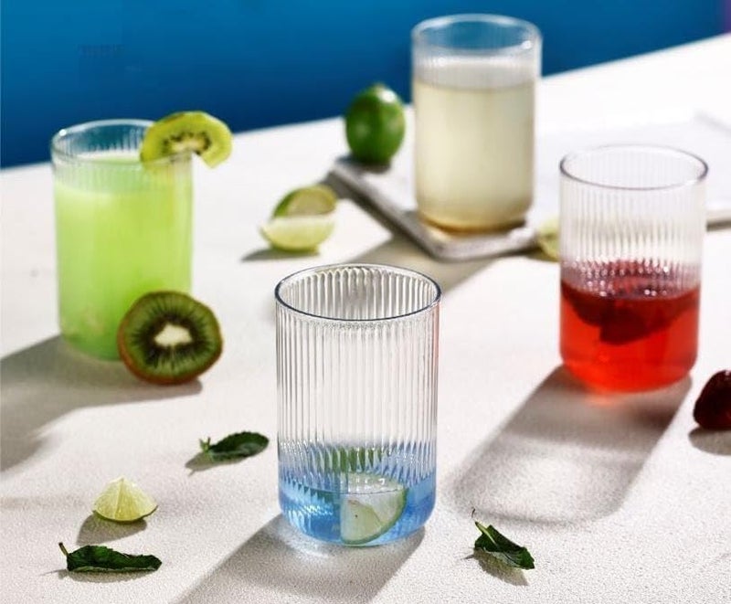 Simplyhut Plastic Juice Glass - Unbreakable Plastic Drinking Glass, Soft Drink Fibre Glass, Whisky, Beer,Wine Cocktail Drinking Glass Set for Guest, Home, Office & Sarbat Glass Set of 6(Approx 300ml) - Image 1