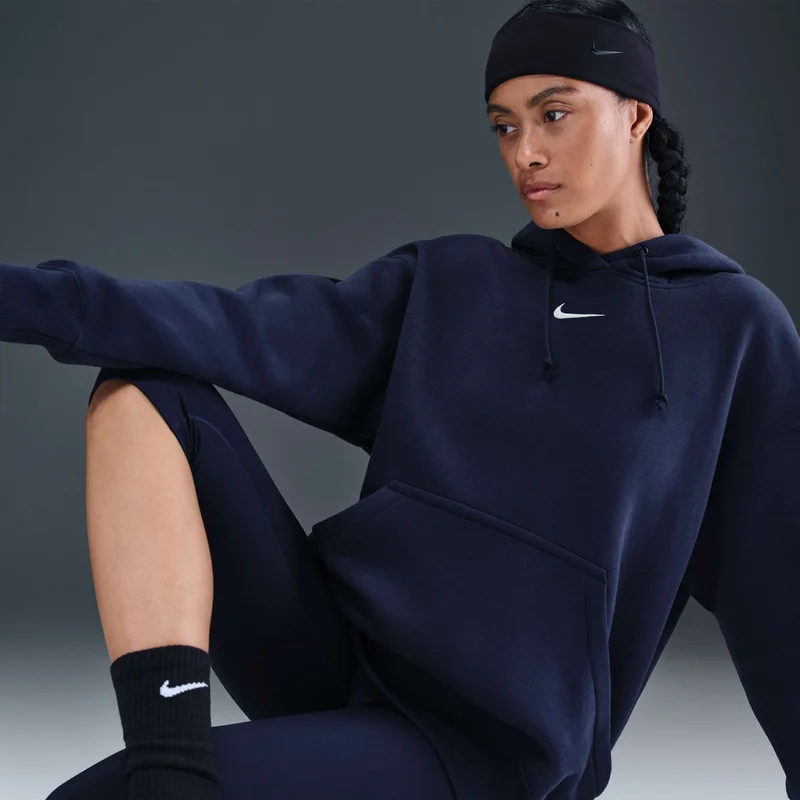 Nike Blue Women's Sportswear Phoenix Fleece Hoodie for Women | Best Price UAE