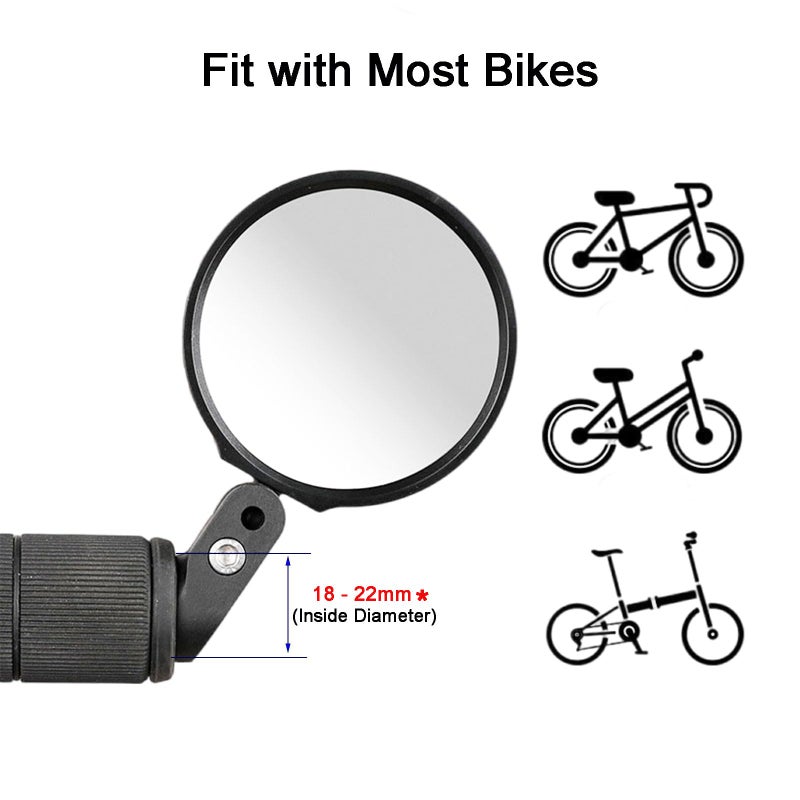 Bike Mirror Bicycle Mirrors for H lebars 360-Degree Rotation Unbreakable Convex Rearview Lens for Safe Cycling 2 Sets) - Image 5