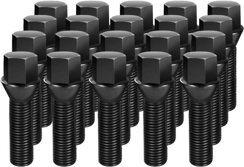 dynofit Store M12x1.5 ET Lug Bolts Set Compaible with BMW E82 E88 E91 E92 E93, 45mm Shank Extended Aftermarket Wheel Bolts for E36 E30 E90 E28 E34 E23, 12x1.5 Conical Seat Shiny Bolts/Studs for 20mm Spacer - Image 1