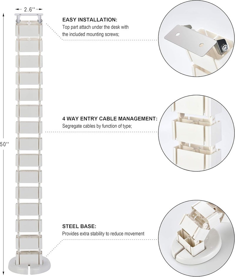 VWINDESK Vertebrae Cable Management Spine Kit (White) - Image 2