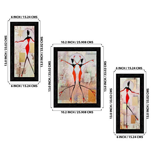 Indianara Set of 3 Western Dance Painting (2569BK) without glass 6 X 13, 10.2 X 13, 6 X 13 INCH - Image 2