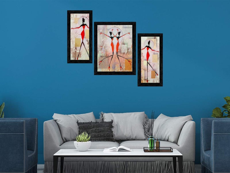 Indianara Set of 3 Western Dance Painting (2569BK) without glass 6 X 13, 10.2 X 13, 6 X 13 INCH - Image 3