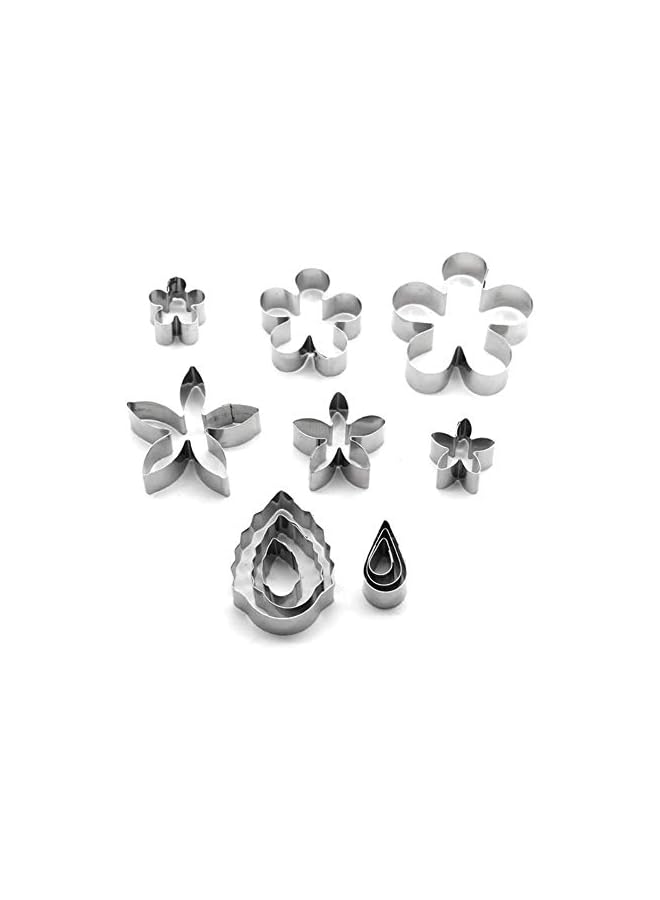 S-TOP 12 Pieces Cookie Cutters Stainless Steel Mini Biscuit Cutters Mold Kit, Flower and Leaf Shape Fondant Cake Cutter - Image 4