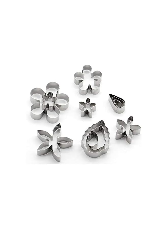 S-TOP 12 Pieces Cookie Cutters Stainless Steel Mini Biscuit Cutters Mold Kit, Flower and Leaf Shape Fondant Cake Cutter - Image 5