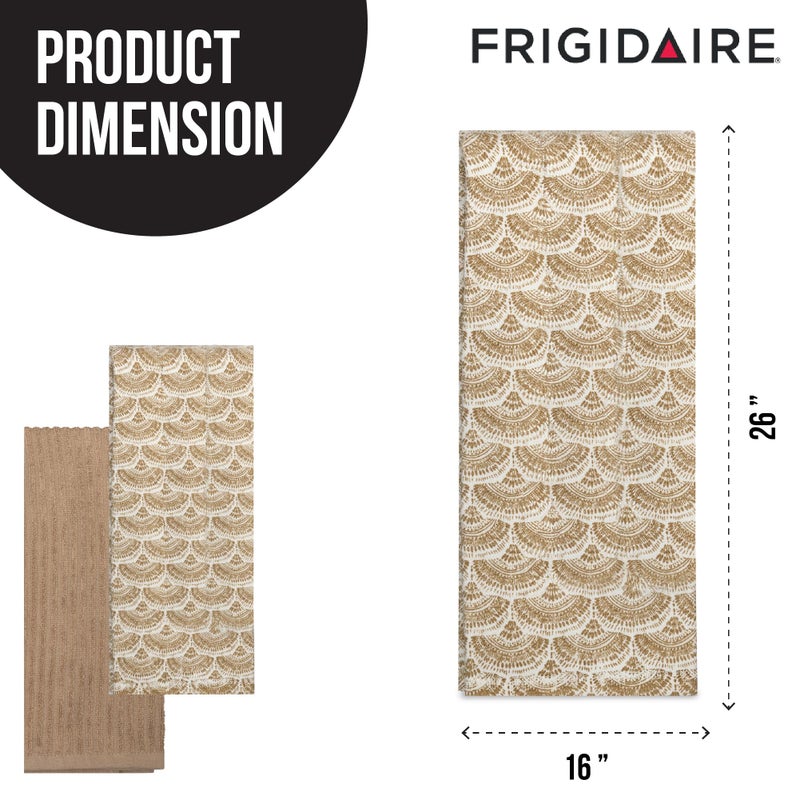 Frigidaire Celeste 2-Piece Cotton Kitchen Towel Set-Beige and Shell Print - Image 4