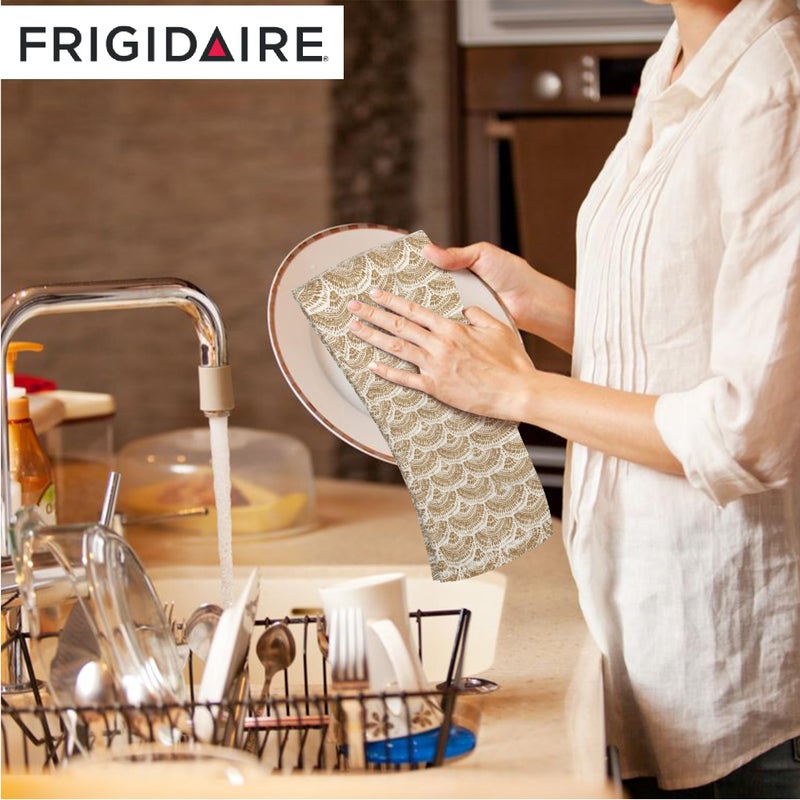 Frigidaire Celeste 2-Piece Cotton Kitchen Towel Set-Beige and Shell Print - Image 5