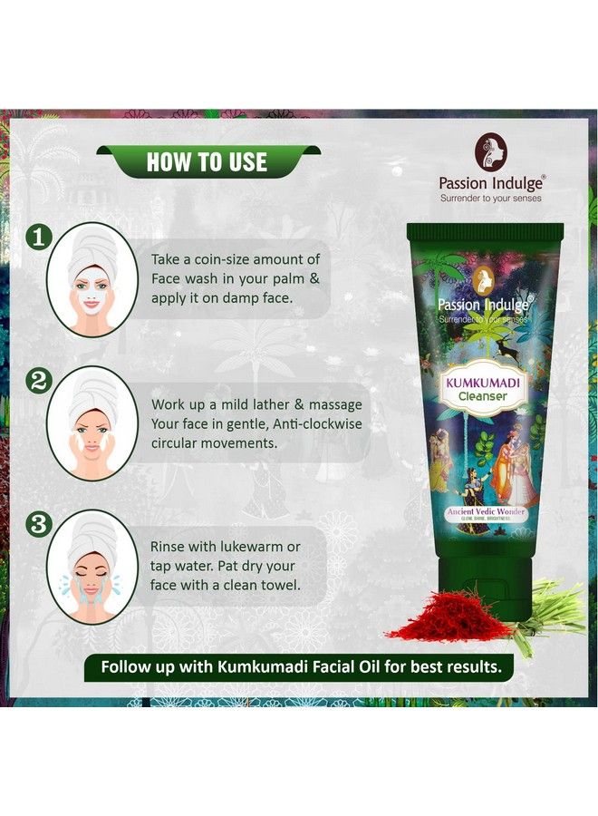 passion indulge Kumkumadi Cleanser Natural Face Wash For Antiaging Shine And Brightness With Saffron Vetiver Oil And 16 Herbs For All Skin Types; Kumkumadi Face Wash For Glowing Skin 100Ml - Image 5