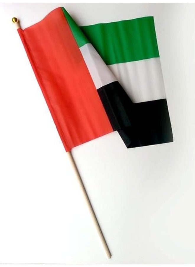 اكنور علم الإمارات العربية المتحدة الوطني مع عصا - علم قماشي محمول باليد للاحتفال باليوم الوطني، فعالية الإمارات العربية المتحدة في الثاني من ديسمبر، ديكور المكاتب والمدارس - Image 1