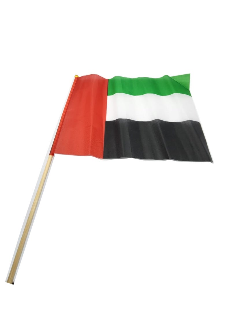 اكنور علم الإمارات العربية المتحدة الوطني مع عصا - علم قماشي محمول باليد للاحتفال باليوم الوطني، فعالية الإمارات العربية المتحدة في الثاني من ديسمبر، ديكور المكاتب والمدارس - Image 2