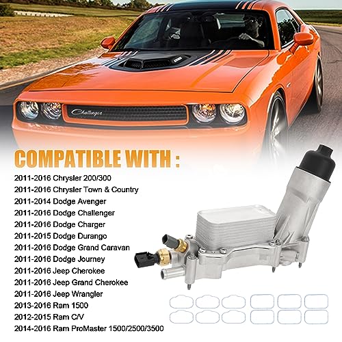 Somusen 926-959 Upgraded Aluminum Engine Oil Filter Housing Kit with Oil Cooler Sensors and Gaskets Compatible with 2011-2016 Chrysler 200 300, Dodge Charger Challenger Journey, Wrangler, Ram ProMaster 3.6L - Image 3