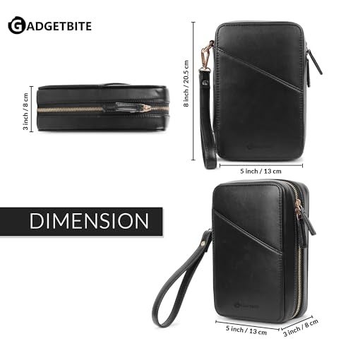 GadgetBite Faux Leather Travel Accessories Organiser Portable Gadget Storage Bag for Passport IDs USB Cable Earphone Power Bank Charger Hard Disk & Digital Gadgets Regular Zippered Tech Kit - Black - Image 3
