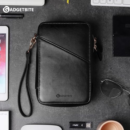 GadgetBite Faux Leather Travel Accessories Organiser Portable Gadget Storage Bag for Passport IDs USB Cable Earphone Power Bank Charger Hard Disk & Digital Gadgets Regular Zippered Tech Kit - Black - Image 5
