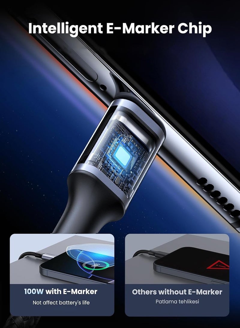 Concretization USB C Cable (2pack 6ft),100W Braided Power Delivery PD Fast charge Cable USB C to USB C Compatible iPhone 15/16 pro max,iPad mini 7, MacBook Pro,iPad,Galaxy S25 Ultra/S24/23/,Huaw ei P70 - Image 3