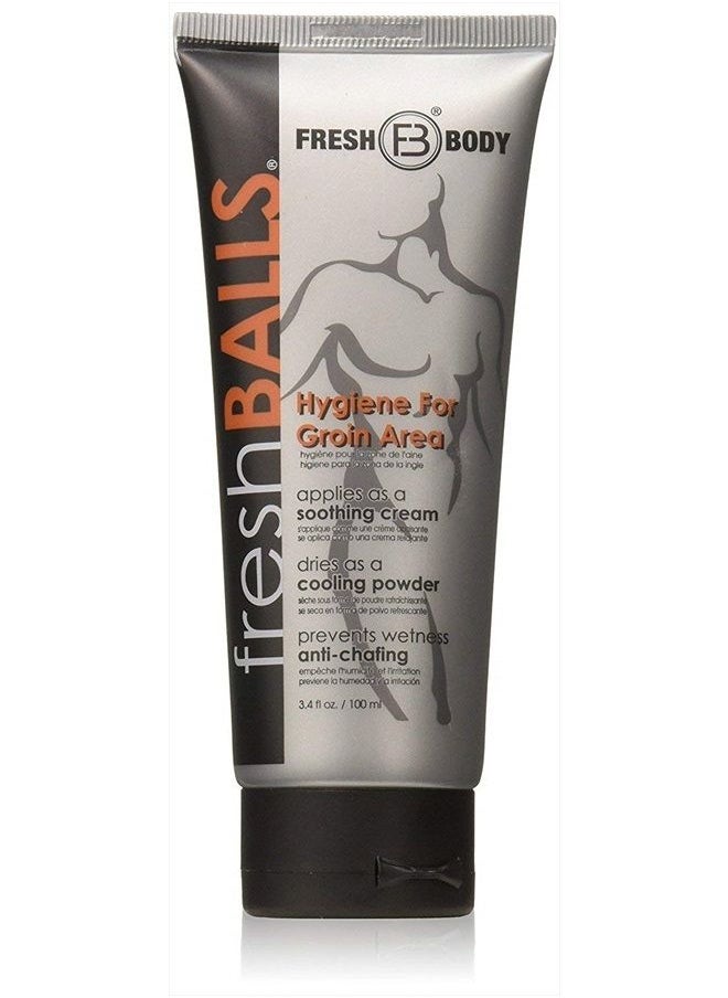 Fresh Body FB - Fresh Balls Lotion, 3.4 fl oz | Men's Anti-Chafing Soothing Cream to Powder - Ball Deodorant and Hygiene for Groin Area - Aluminum-Free, Talc-Free - Image 1