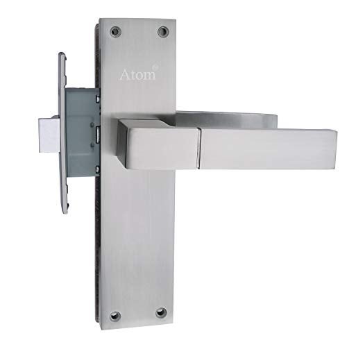 Atom Keyless Door Lock for Bathoom, Kitchen, Toilet, Silver Satin Finish | Heavy Duty Door Handle Without Key for House Hotel Office(WIH51CLOSED) - Image 2